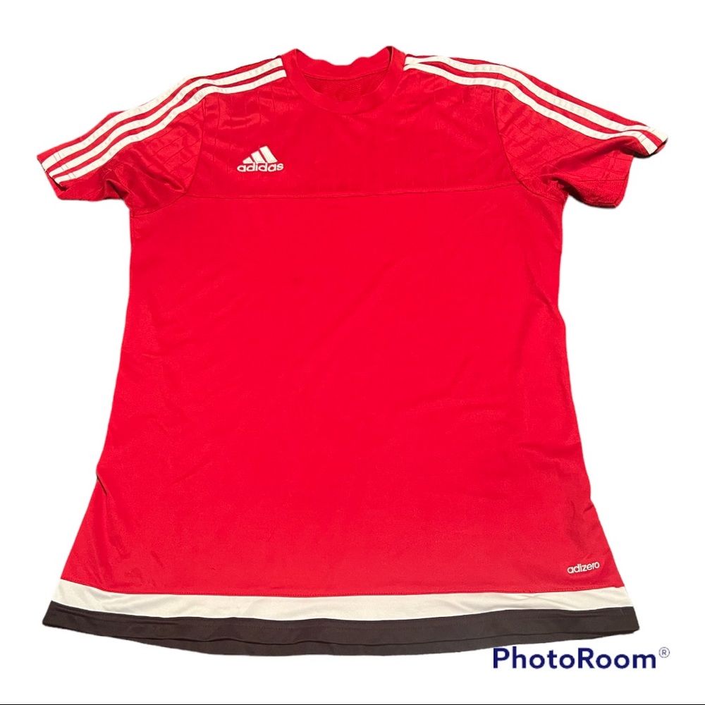 Adidas Mens red white and black climacool shirt size medium
